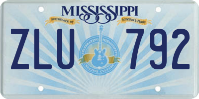 MS license plate ZLU792