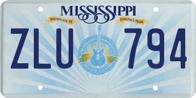MS license plate ZLU794