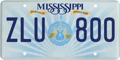 MS license plate ZLU800