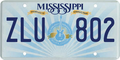 MS license plate ZLU802