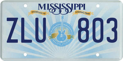 MS license plate ZLU803