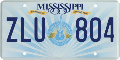 MS license plate ZLU804