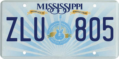MS license plate ZLU805