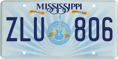 MS license plate ZLU806