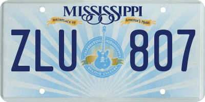 MS license plate ZLU807