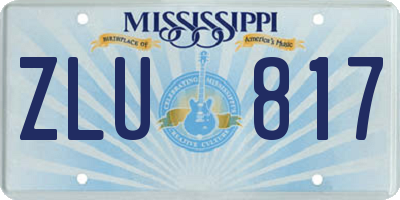 MS license plate ZLU817
