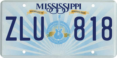 MS license plate ZLU818