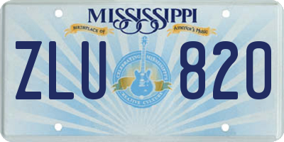 MS license plate ZLU820