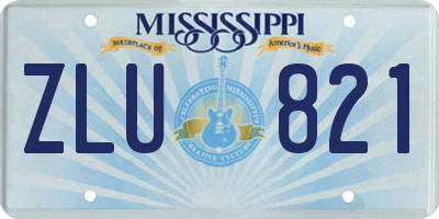 MS license plate ZLU821