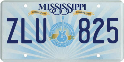 MS license plate ZLU825