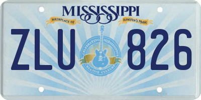 MS license plate ZLU826