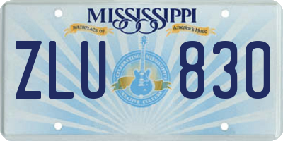 MS license plate ZLU830