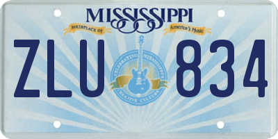 MS license plate ZLU834