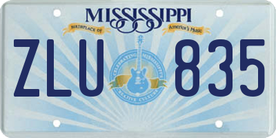 MS license plate ZLU835