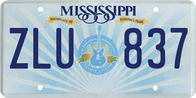 MS license plate ZLU837