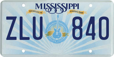 MS license plate ZLU840