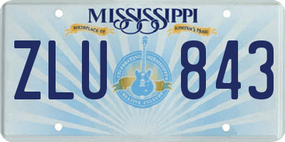 MS license plate ZLU843