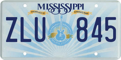 MS license plate ZLU845