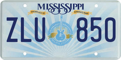 MS license plate ZLU850
