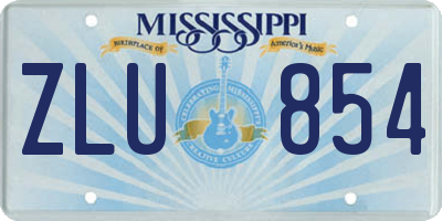 MS license plate ZLU854