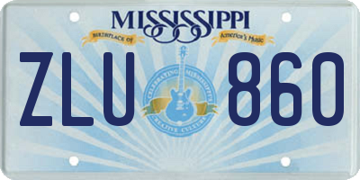 MS license plate ZLU860