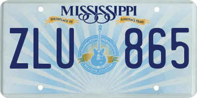 MS license plate ZLU865