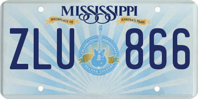 MS license plate ZLU866