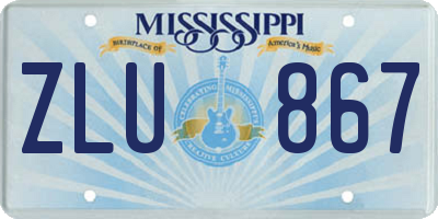MS license plate ZLU867