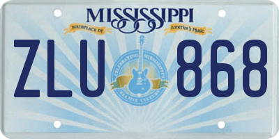 MS license plate ZLU868