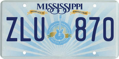 MS license plate ZLU870
