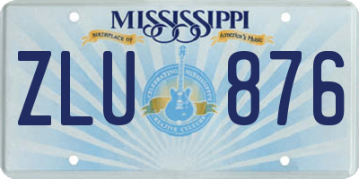 MS license plate ZLU876
