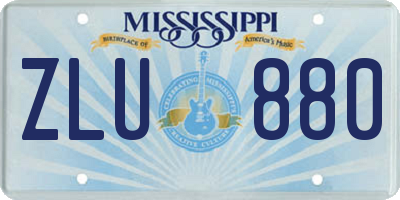 MS license plate ZLU880