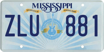 MS license plate ZLU881