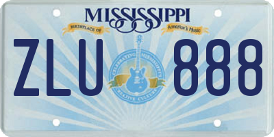 MS license plate ZLU888