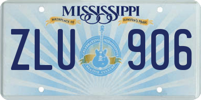 MS license plate ZLU906