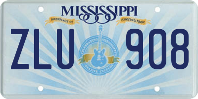 MS license plate ZLU908