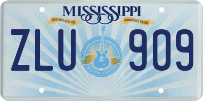 MS license plate ZLU909