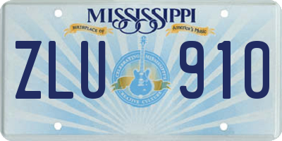 MS license plate ZLU910