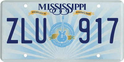 MS license plate ZLU917