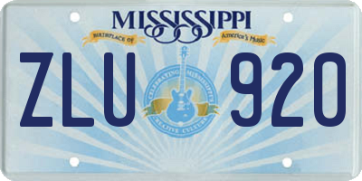 MS license plate ZLU920