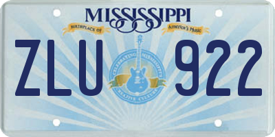 MS license plate ZLU922