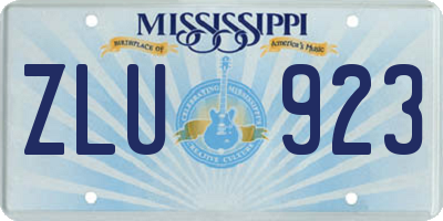 MS license plate ZLU923