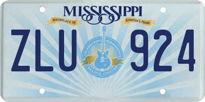 MS license plate ZLU924