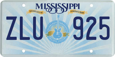 MS license plate ZLU925
