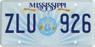 MS license plate ZLU926