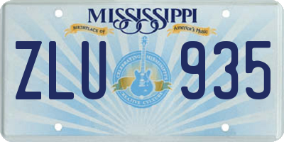 MS license plate ZLU935