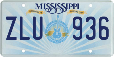 MS license plate ZLU936