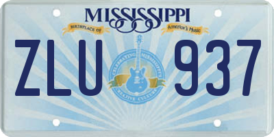 MS license plate ZLU937