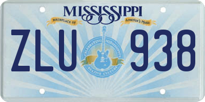 MS license plate ZLU938