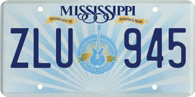 MS license plate ZLU945